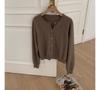 Women's Mustard Green Raccoon Fur Knit Cardigan - Soft, Fluffy Autumn Outerwear, Round Neck Sweater Coat for a Refined Look.