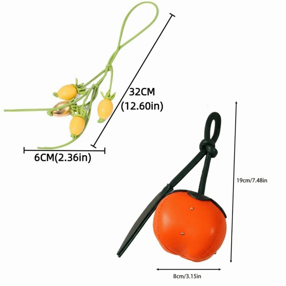 Exquisite Leather Persimmons Bag Charm Elegant Fruit Shape Fashionable Bag Pendant Cute All-Match Hanging Decoration Keychain