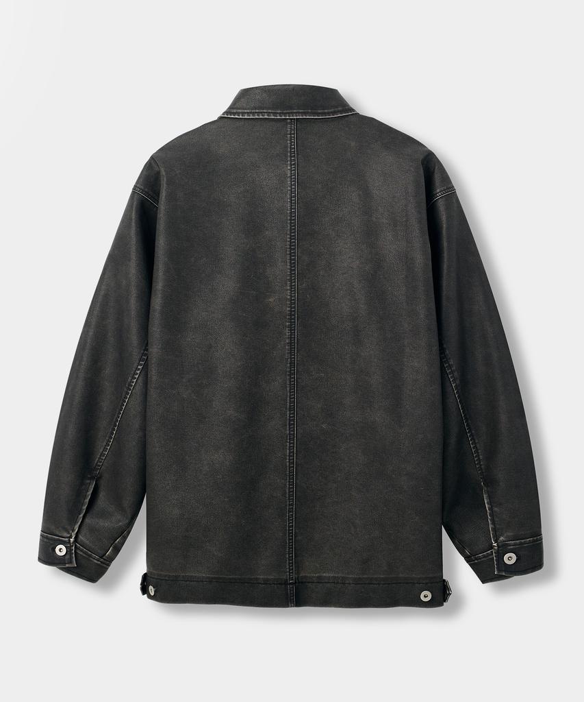 Dimitri Black French Work Jacket_Pu Washed Black