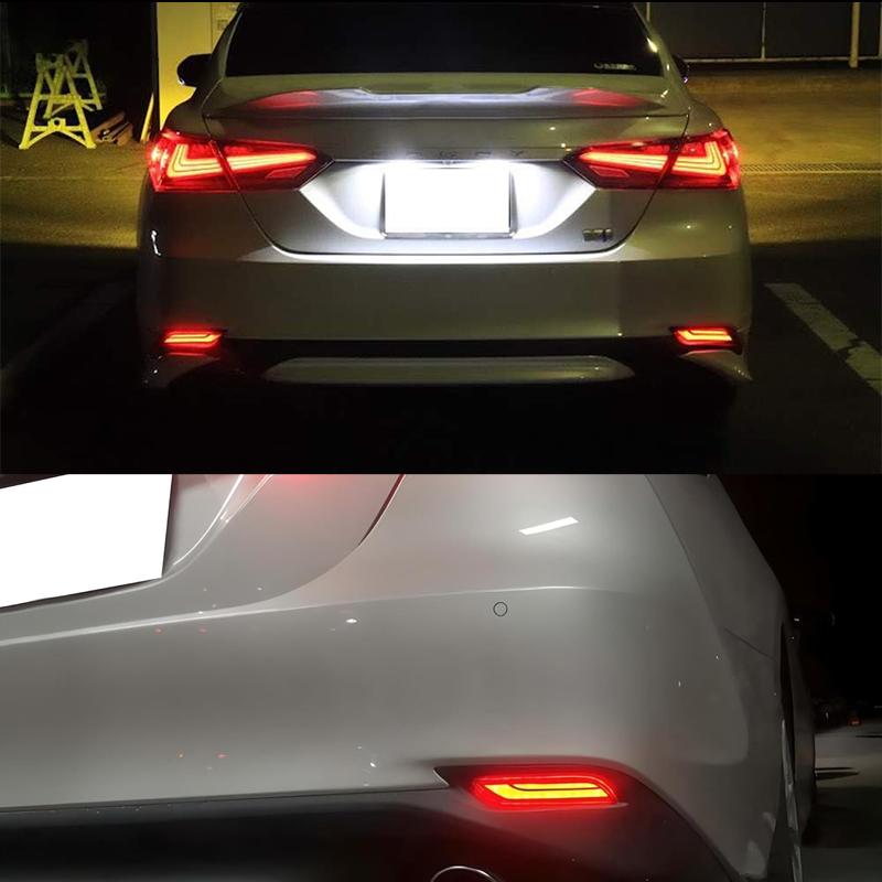 2PCS For Toyota Camry SE XSE 2018-2025 LED Rear Fog Lamp Car LED Bumper Light Brake Light Turn Signal Indicator Reflector