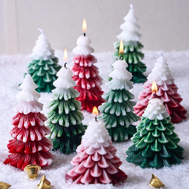 DIY Christmas Tree Silicone Candle Mold Aroma Candle Soap Plaster Resin Making Mold 3D Xmas Craft Ornaments Home Decor Supplies