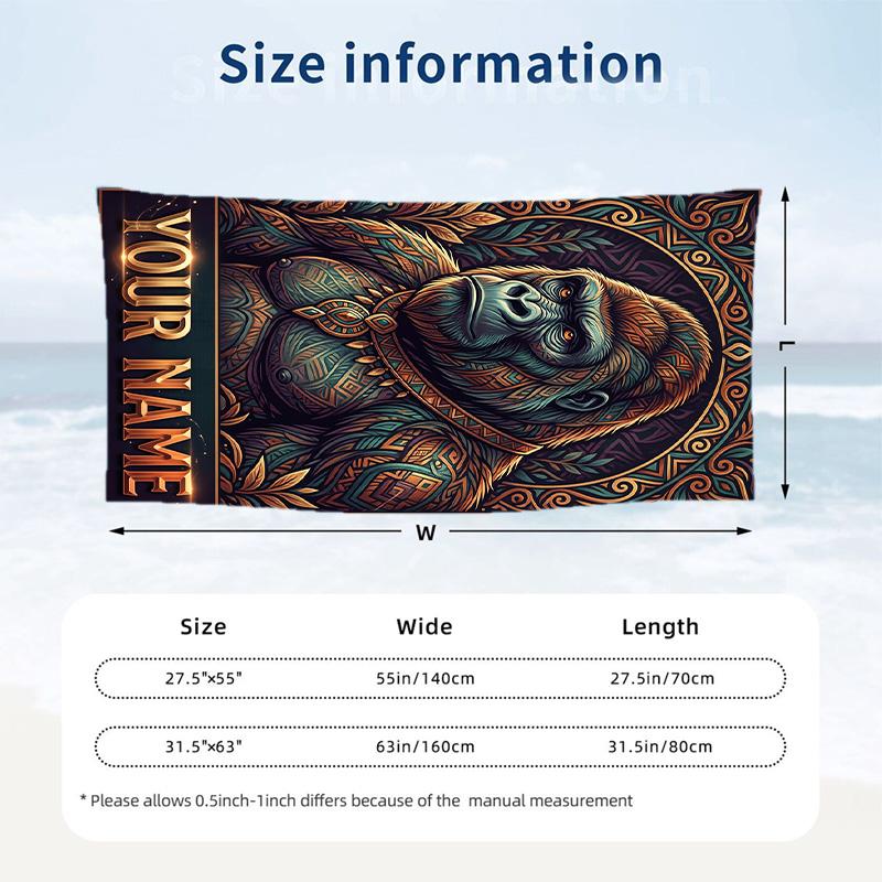 Portrait Man Theme Beach Towel Personalized Custom Name & Text Soft Quick Dry Beach Towel for Swimming Travel