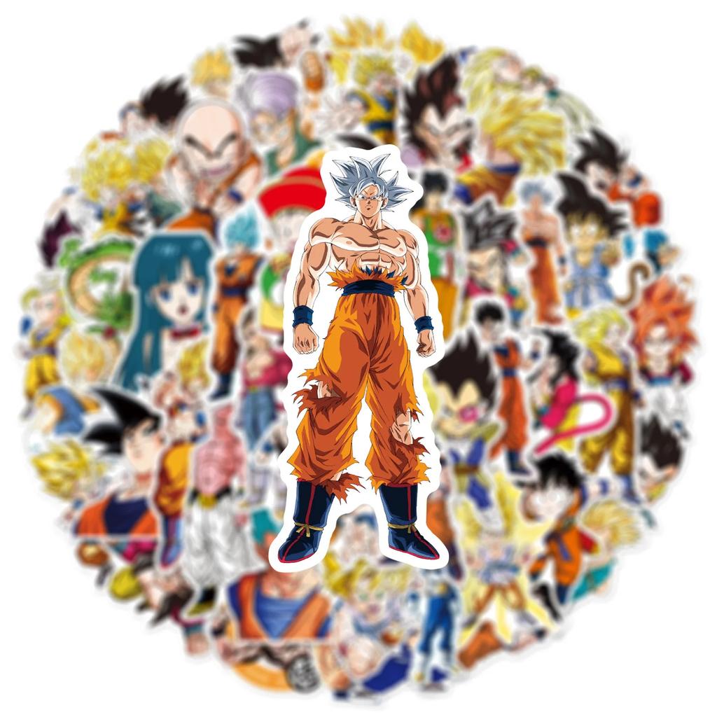 50PCS Classic Anime Dragon Ball Stickers Cartoon Son Goku Sticker Waterproof Phone Case Laptop Stationery Decals DIY Kids Toy