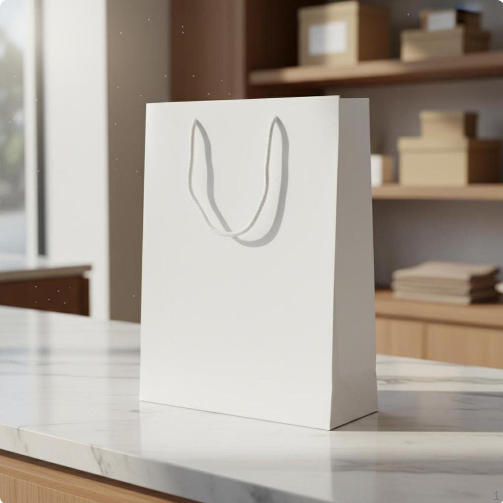 Paper Bag with Handles Tote Construction for Retailers, Businesses White 13619cm
