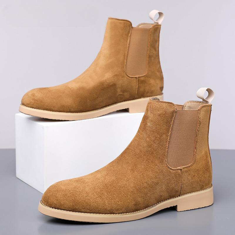 

Men Chelsea Boots Faux Suede Solid Color Low Heel Classic Business Men Boots Size 38-48 48