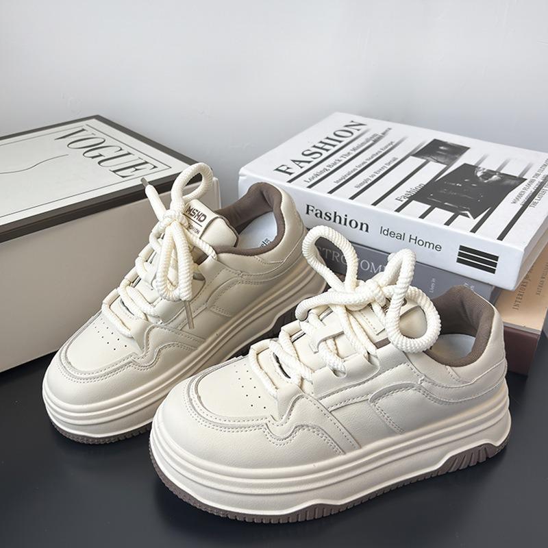 Milk White Platform White Shoes Women's Muffin Spring Heightening Casual Sports Shoes Fashionable, Comfortable and Durable