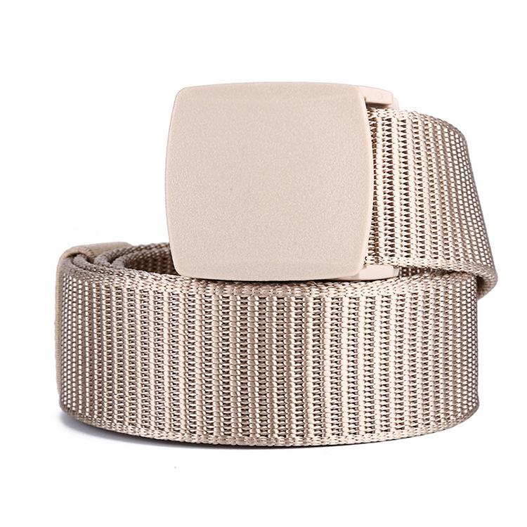 Outdoor Belt Men'S And Women'S Canvas Belt Spring And Summer Toothless Plastic Automatic Buckle Belt