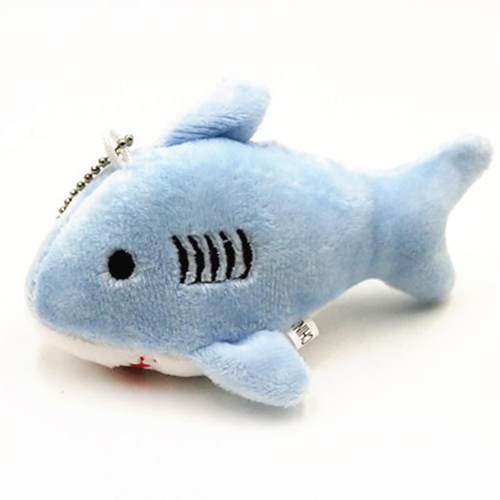 Mini shark plush toy keychain charm синий