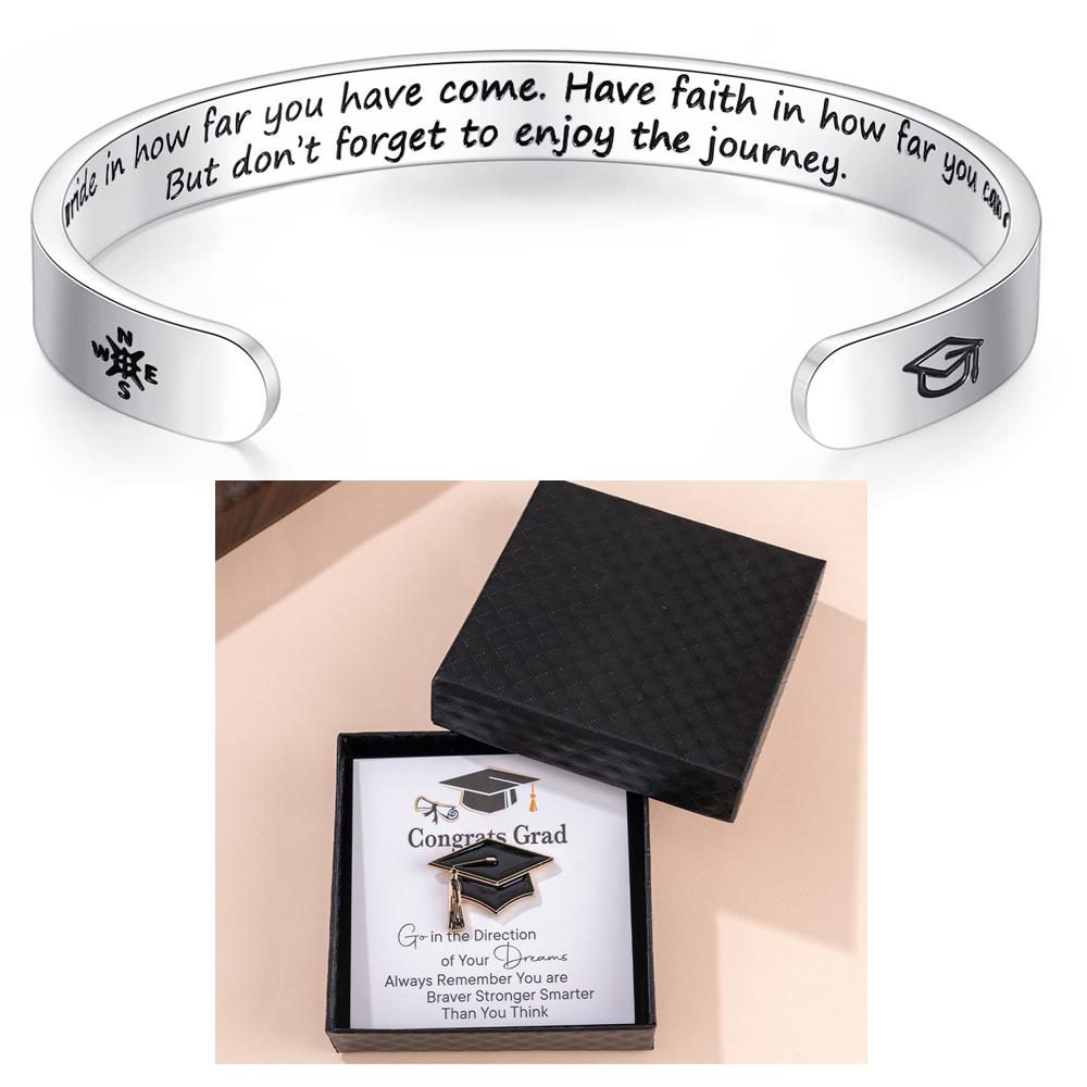 Grad Cap Box Graduation Gifts for Her Adjustable Bracelet Bangle Brooch for Middle School High School College Grads Card Box