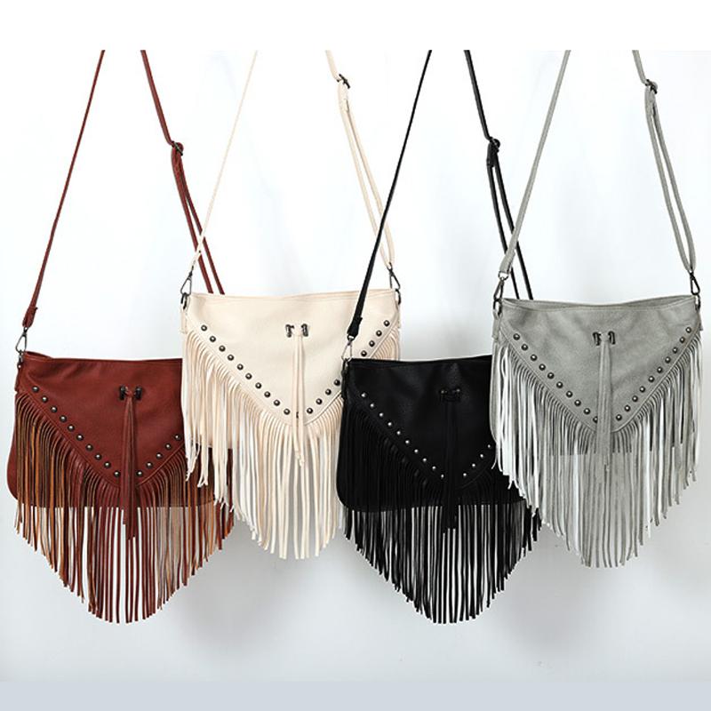 PU Leather Designer Rivets Soft Leather Bag for Women Tide Casual Rivet Tassel Bag Shoulder Diagonal Bag Women's Bag Large Bag Summer