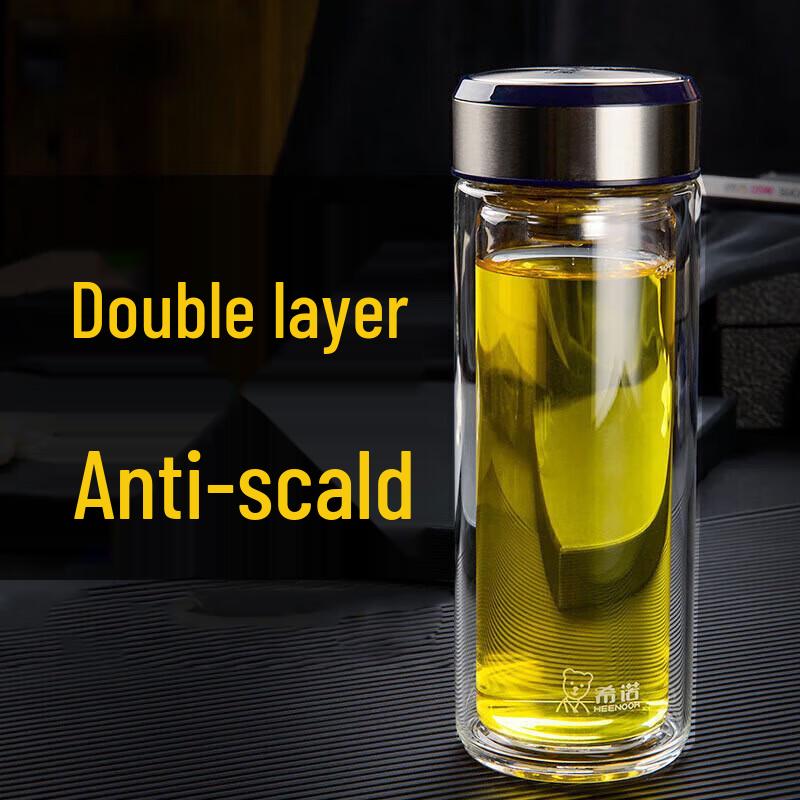Heenoor Portable Double-Layer Glass Travel Mug