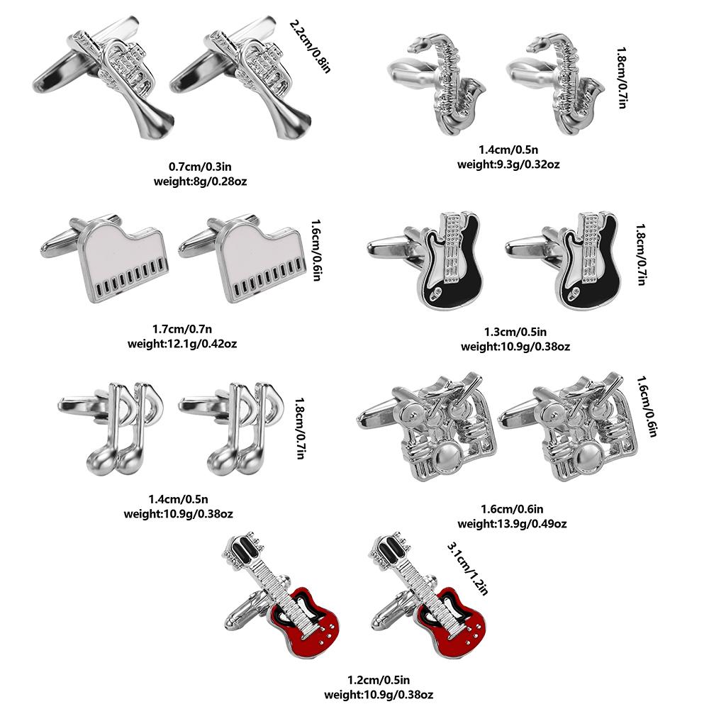 Musical Instrument Collection Cufflinks Tuba Jazz Drum Guitar Bass Saxophone Piano Cuff Links Musician Gift