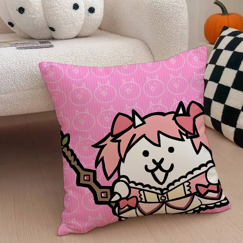 B-Battle Cats Anime Kuddfodral Anti-kvalster Kuddfodral Osynlig dragkedja Silkeslen kort plysch Soffkuddeöverdrag