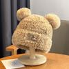 Warm Winter Plush Bear Hat Thick Beanies Caps Fashion Y2K Bear Ear Hat  Women
