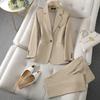 Women's Casual Blazer Suit for Office - Long Sleeve Single - Button Jacket and Chic Fashion Elegant Pant Two - Piece Set