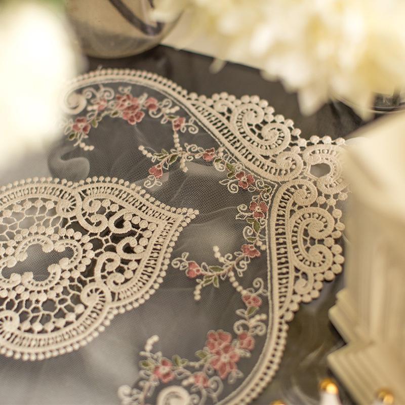 Romantism francez oval dantela brodat Coaster dormitor studiu bucatarie cana covoraș de masă alimente cu fructe copac farfurie pânză decorațiuni de Crăciun