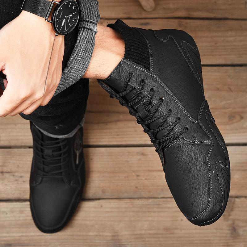 Мужские ботинки Мягкие и удобные британские модные повседневные мужские ботинки ручной — фото 18