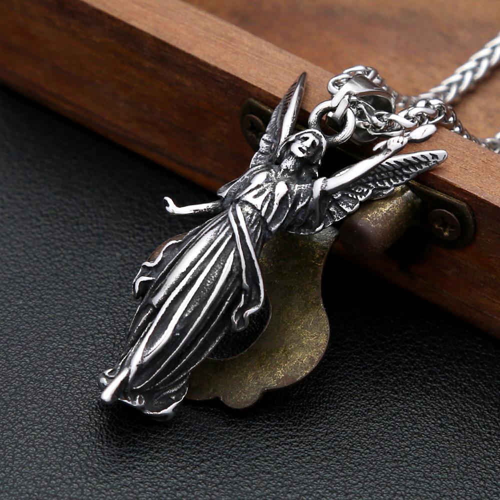 Classic Angel Statue of Liberty Pendant Necklace 316L Stainless Steel Chains For Men Women Powerful Amulet Jewelry Gifts
