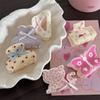 Small Floral Bow Hair Clip for Fine Hair - Perfect for Half-Up Hairstyles with a Shark Clip Design.