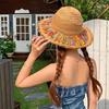 Girl's Fashion Gifts MultiColored Tassel Grass Hat for Sun Shading Sun Protection Breathable Weaving Wide Brim Grass Hat Gifts LS