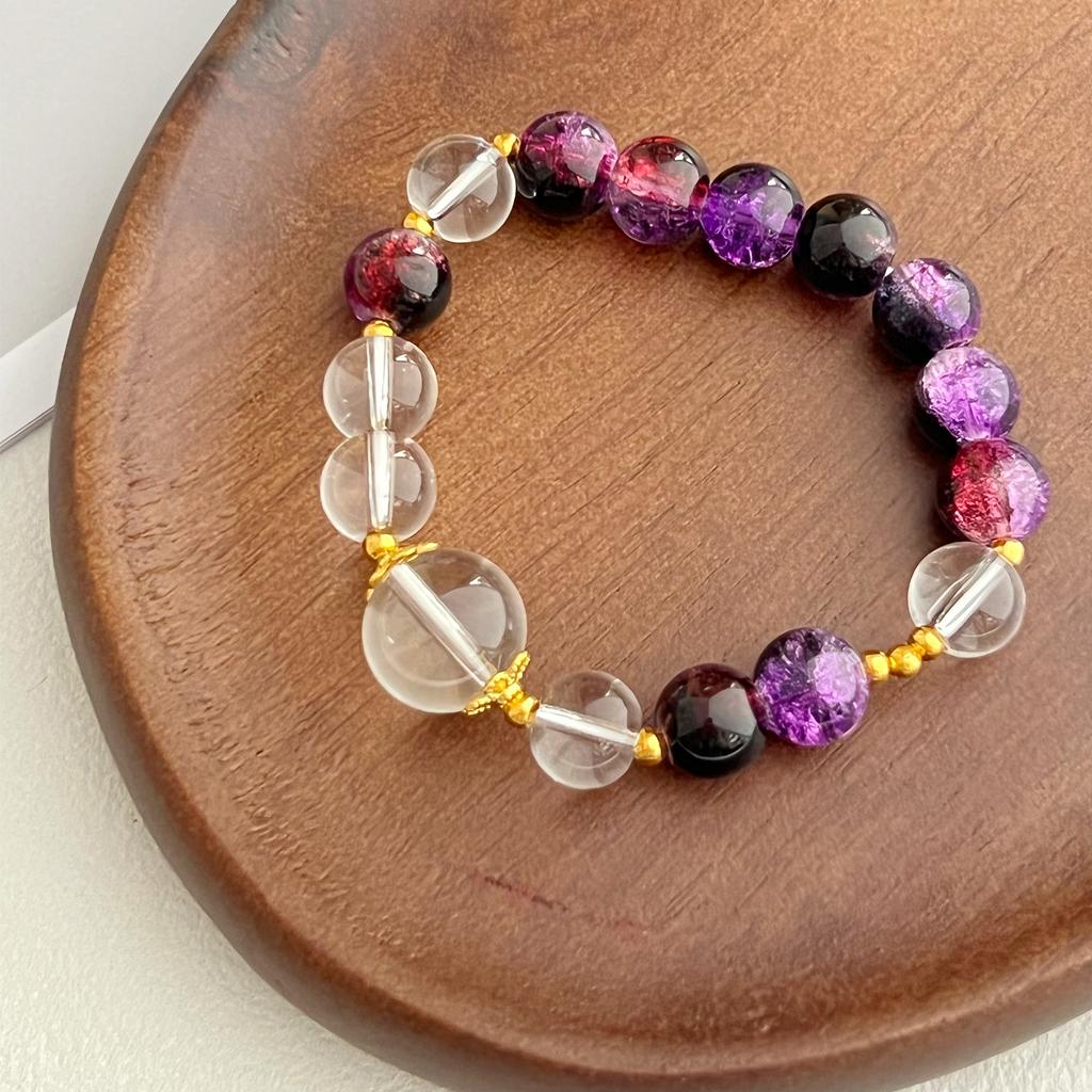 Glass Stone Bracelet For Women 10mm Beaded Stretch Bracelets DIY Beading Charms Handmade Bangles Jewelry Gifts