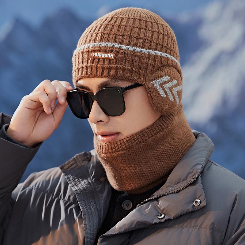 

Вязаная шапка Мужская Зимняя Уличная Плюс Бархатная Вязаная Шапка Утолщенная Вязаная Головная Шапка Шерстяная Шапка Теплая Шапка-Пуловер Модная one size