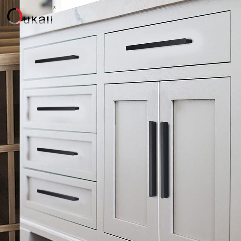 Contemporary and Contracted T Long Handle Clothes Cabinet Drawer Cabinet Golden Black Zinc Alloy Strip Door Handle Round Head