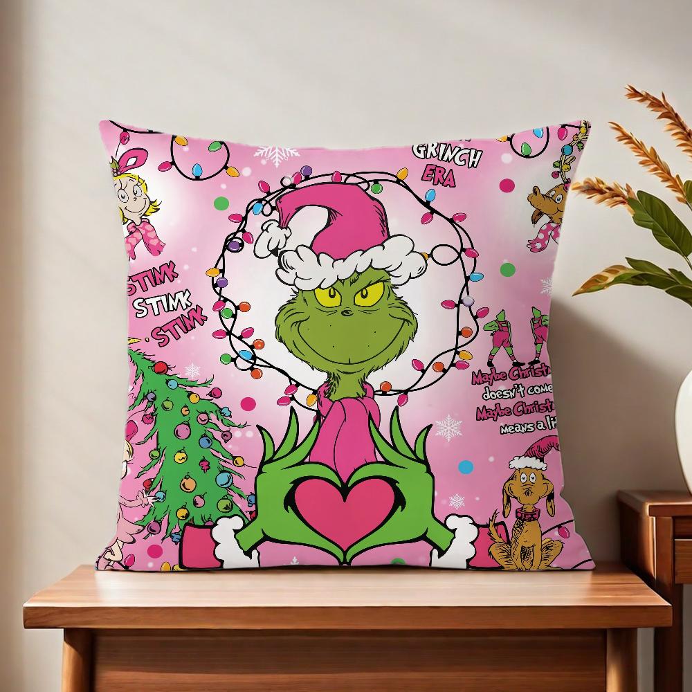 The Cartoon G-Grinch-H Cute Cushion Cover For Pillow Printing Sofa Decoration Home Car Room Coffee Shop Office Nordic Simplicity