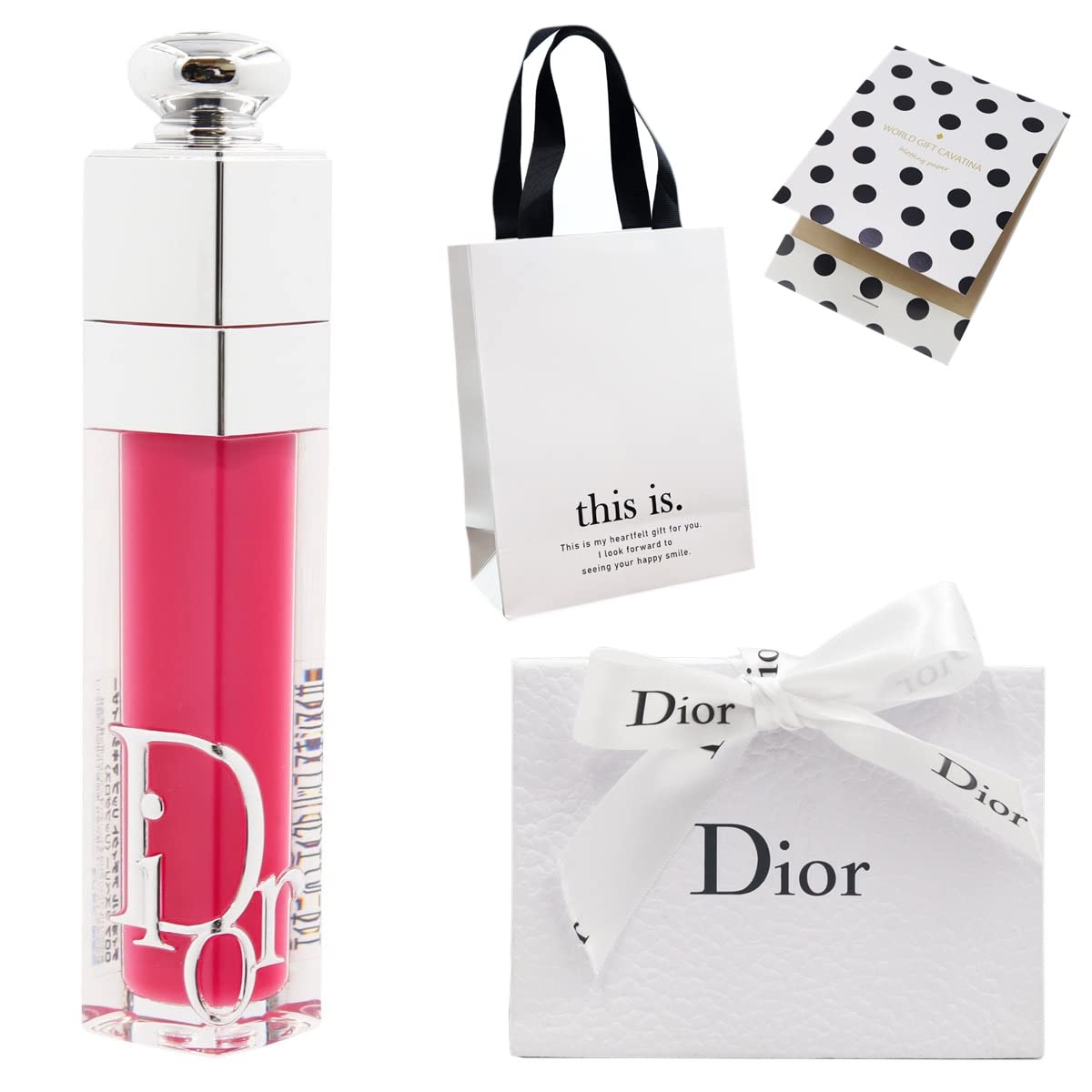 

Dior Lip Addict Lip Maximizer with Gift Wrapping and Paper Bag (No Personalization, 007-Raspberry)