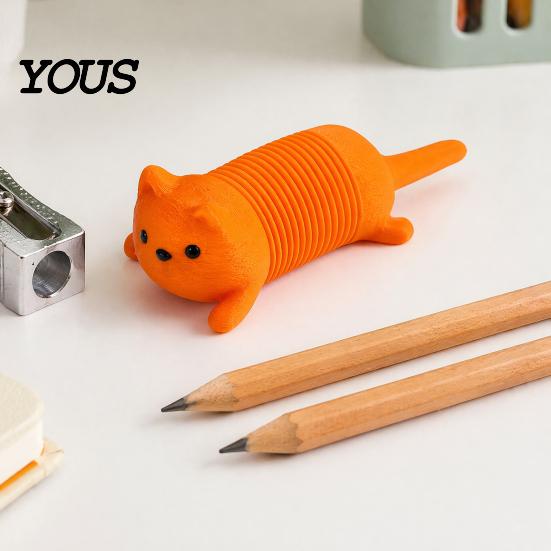 Flexible Springy Animal Toy 1/4Pcs 3D Printed Cat Fidget Toy, Lying Spring Dog Stress Portable Reducer Relief Stretchy for Desk Decor Sensory
