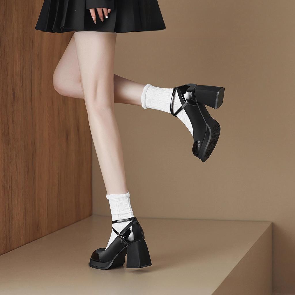 Chinese high heels women's 2025 summer new skirt national style elegant one-word buckle Mary Jane single shoes women's shoes