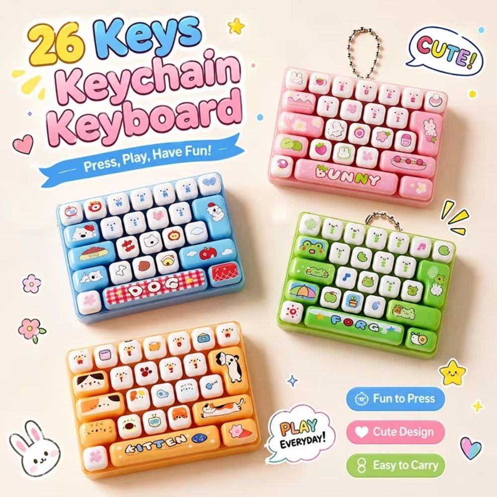 Cute Design Decompression Button Toy 26 Key Keyboard Keychain Accessories Gift