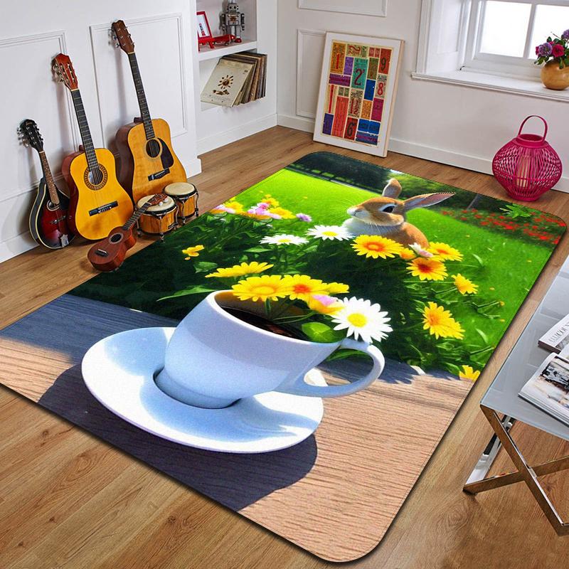 C-Cartoon Rabbit Printed Carpet Fashion Yoga Mat Non-Slip Carpet Bedroom Decoration Outdoor Carpet Bedroom Birthday Gift