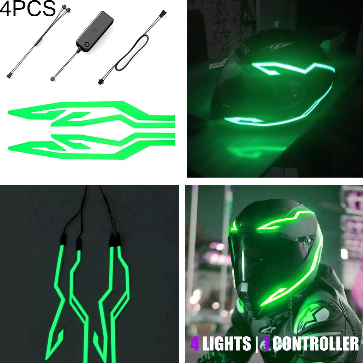 

EL Ночь 4 шт. Зеленый Сигнальный Свет Мотоцикл Светодиодный Шлем Холодный Комплект Свет Езда