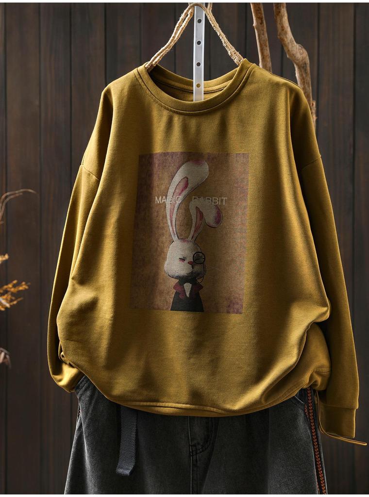 Women's Versatile Cartoon Print Sweatshirt - Fashionable Loose Fit for Spring & Autumn