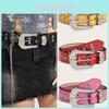 Womens Retro Style Leather Belt With Butterfly Crystal Buckle For Casual Wear