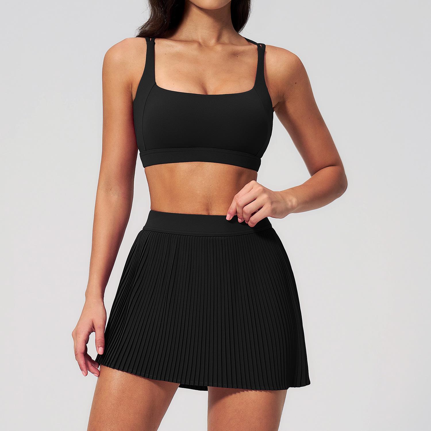 Dare to Show Women s Yoga Set: Shockproof Bra & Quick Dry Tennis Skirt 8782 Large
