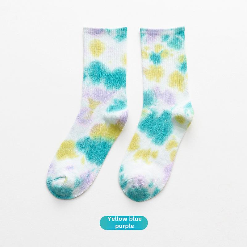 Gradient Tie-Dye Mid-Tube Cotton Socks - Women's Street Fashion & Sport Trend