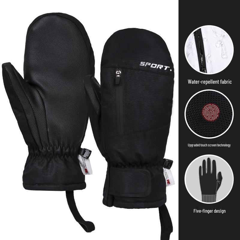 Windproof & Waterproof Touch Screen Ski Gloves for Men & Women – Thickened, Warm, Cold-Proof for Autumn & Winter Cycling/Sports