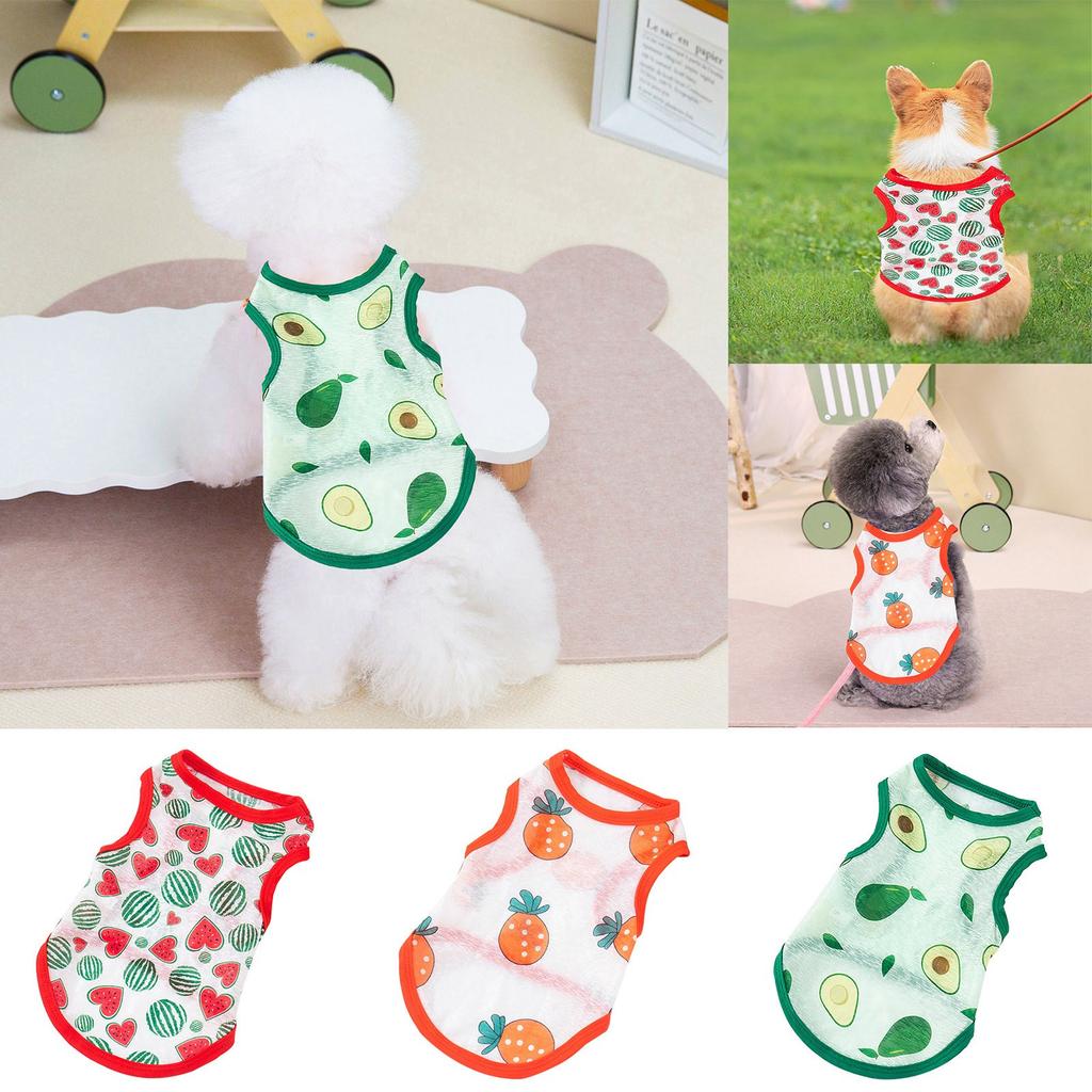 Pet Clothes Cat Summer Mesh Vest Clothing Comfortable Clothes For Cat And Small Dog Fruit Pattern Printed Cartoon Cute Cloth