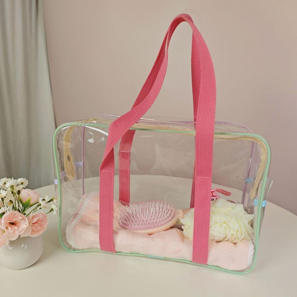 Macaron Color PVC Jelly Bag - Transparent Large-capacity Waterproof Makeup Bag for Business Trips, Travel, Swimming, Beach and Bathing.
