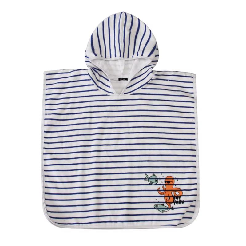 

Soft Baby Hooded Bathrobe Stripe Pattern Children Bath Towel Household Absorbent Boys Girls Cloak Bathrobe Kids Swimming Blanket About 43x43cm
