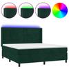 Box Spring Bed with Mattress & LED Lights Dark Green 160x200 cm Velvet