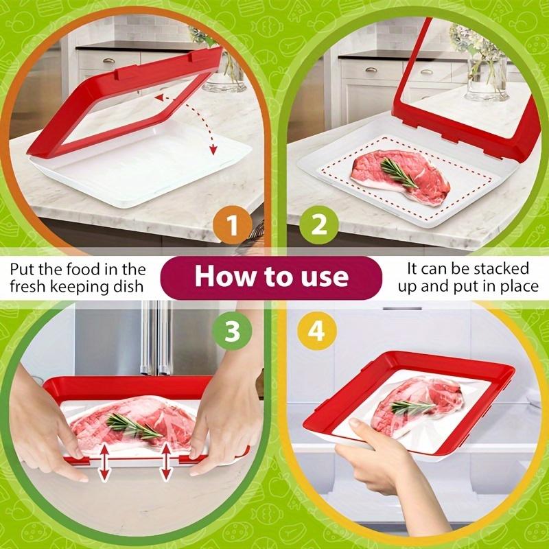 1/3pcs Food Preservation Tray Seafood Beef Ham Fresh Keeping Fresh Spacer Reusable Container Refrigerator Organizer Kitchen Tool