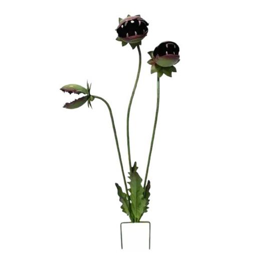 

Metal Carnivorous Plant Garden Stake Handmade Rainproof Yard Sculpture for Flower Beds Patios Planters Rustproof Unique Quirky Garden Gift 17cm