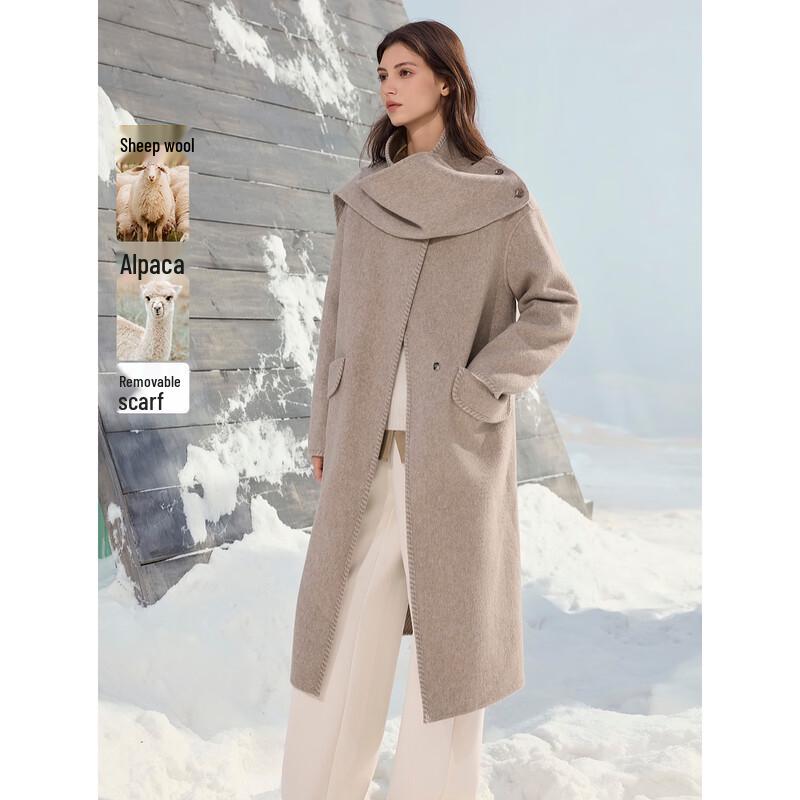 ELLE Women s Elegant Double-faced Wool Coat L