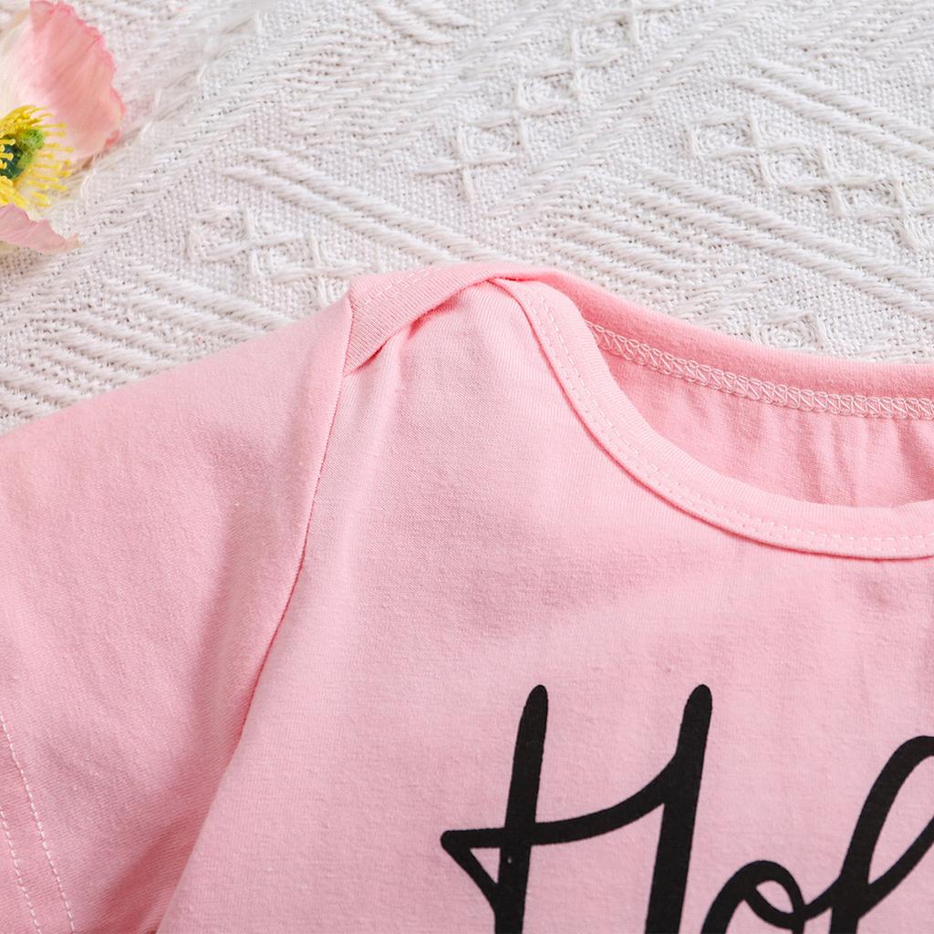 Neugeborenes Baby "Hola Abuelos" Aufdruck 100% Baumwolle Rosa Body Niedlicher Kurzarm Jumpsuit Strampler