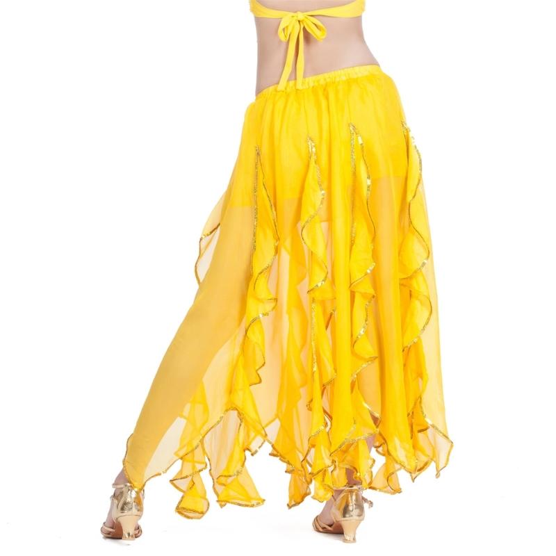 Belly Dance Costume for Women Belly Dancing Skirt Chiffon Ruffle Maxi Skirt Belly Dancer Outfit Halloween Costumes жёлтый