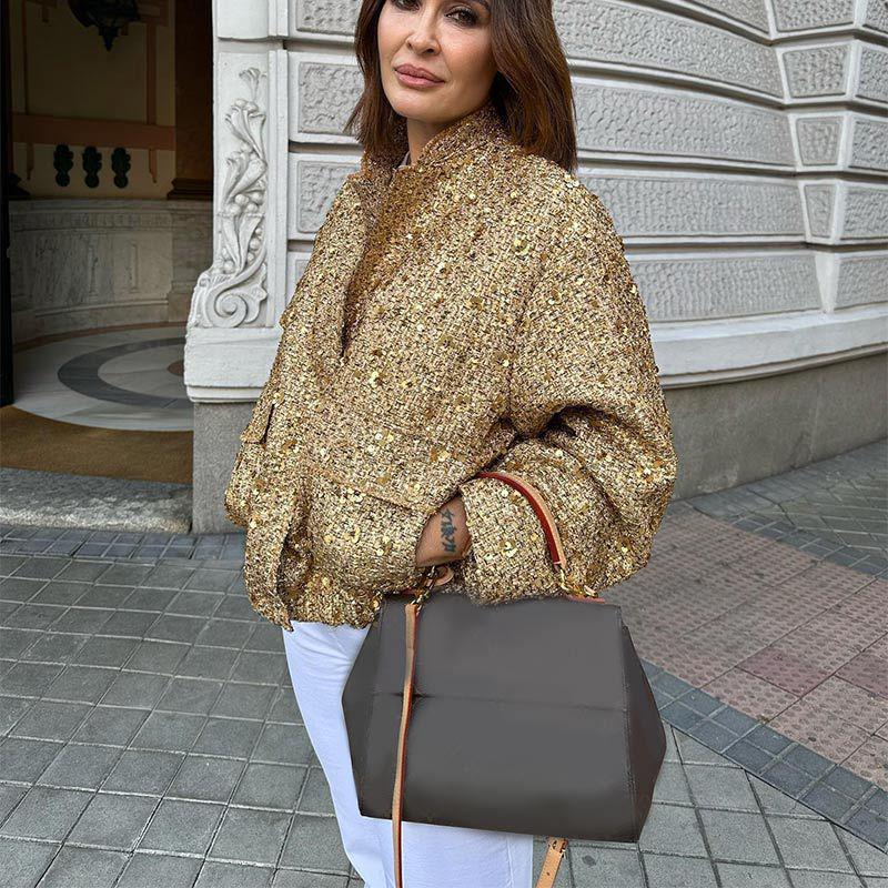2025 European & American Spring Women's Stand Collar Sequin Jacket