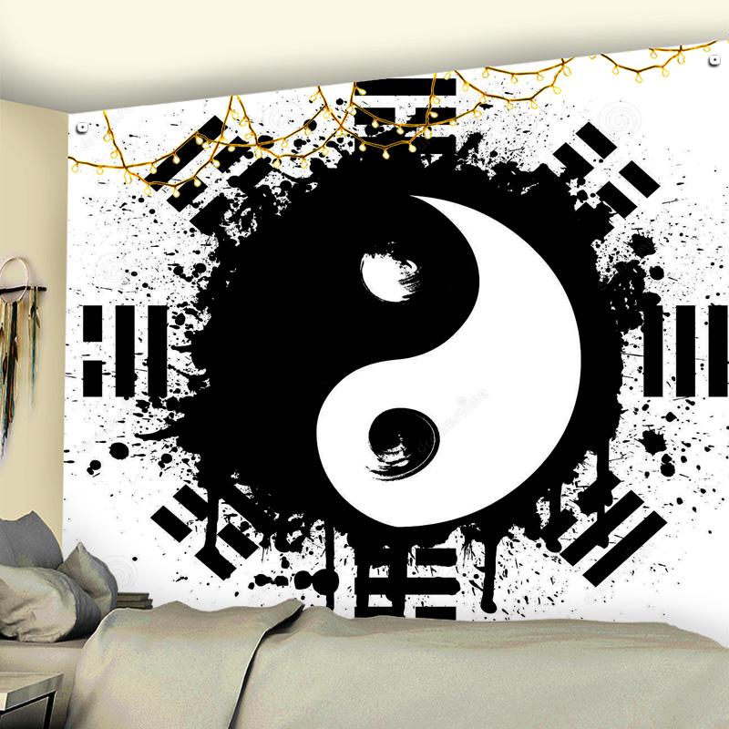 Черно-белый гобелен Инь Ян Мандала — фото 5